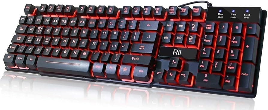 Rii Gaming Keyboard RK100 Light Up Keyboard Mechanical Feeling Keyboard with 3
