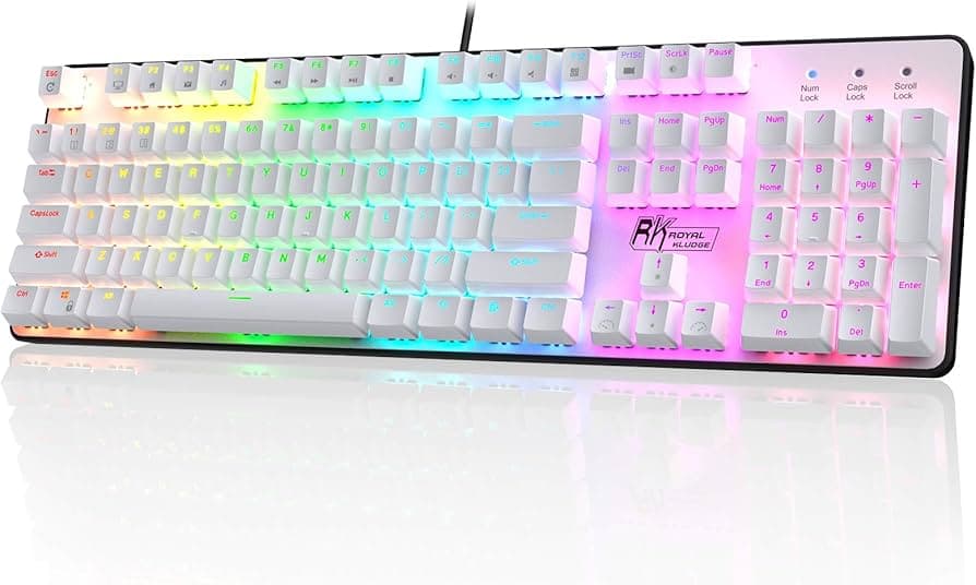 Royal Kludge rk920 White Rgb Us English Full Size Mechanical Gaming Keyboard